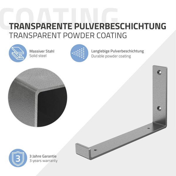 ML-Design 6 Stück Regalhalterung 25x4x14 cm, Grau, aus Metall, 10 Zoll Regalhalterungen, Industrielle Regalwinkel, Regalträger für Wandmontage, 90Grad Wandhalterung, L-Form Wandregal, inkl. Schrauben