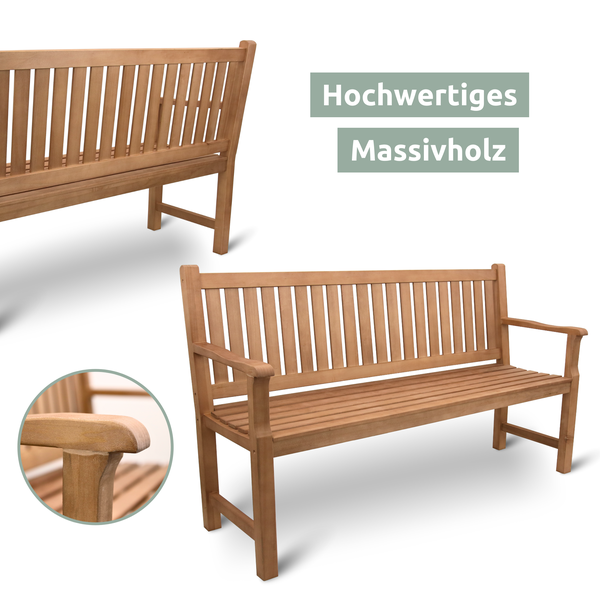 holz4home Gartenbank aus Holz mit Schutzabdeckung und Gartenhandschuhen150cm