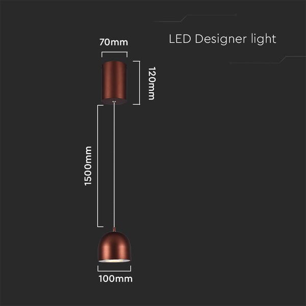 LED-Designleuchte mit den Maßen 70 mm x 120 mm und einer Abhängung von 1500 mm