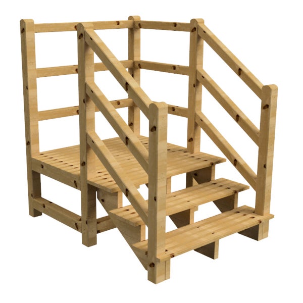 Holztreppe mit Geländer für den Garten