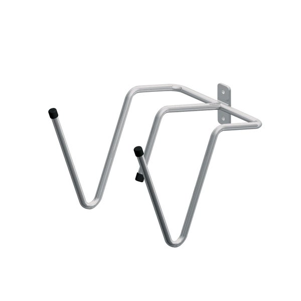 Wand-Schlauchhalter aus verzinktem Stahl für die Wandmontage mit Schutzkappen.