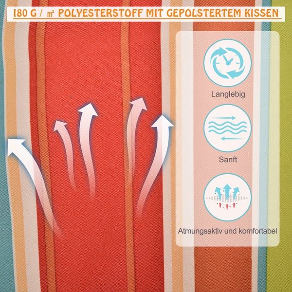 Outsunny Hängesessel Hängeschaukel mit Querstrebe und Kissen Deckenhaken Gestell Hängestuhl bis 100kg belastbar Hängesitz für Indoor Outdoor Garten Terrasse Mehrfarbig