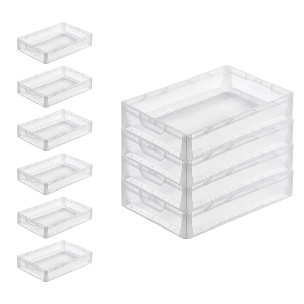 PROREGAL SuperSparSet 10x Transparenter Eurobehälter LightLine mit Offenem Griff und Scharnierdeckel HxBxT 12 x 40 x 60 cm 24 Liter Eurobox