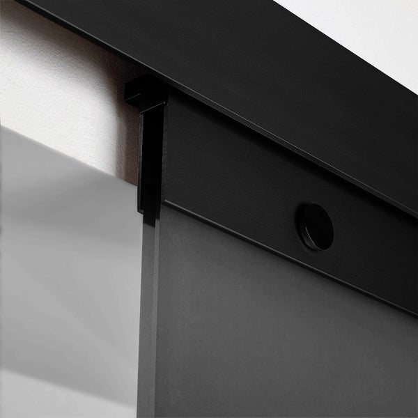 Tür Schiebetür Komplettset Glas schwarz satiniert 900x2035 Zimmertür Glasschiebetür Glastür -  Stabgriff