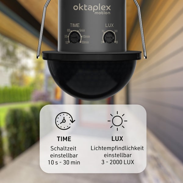 Oktaplex Motion Sensor zur Zeit- und Lichtempfindlichkeitseinstellung