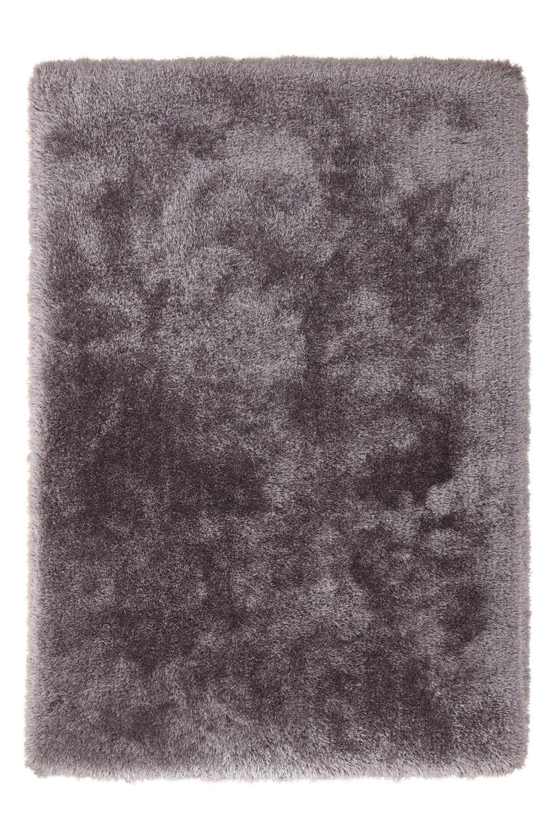 Hochflor Teppich Velvique Silber Uni handgetuftet 80 x 150 cm