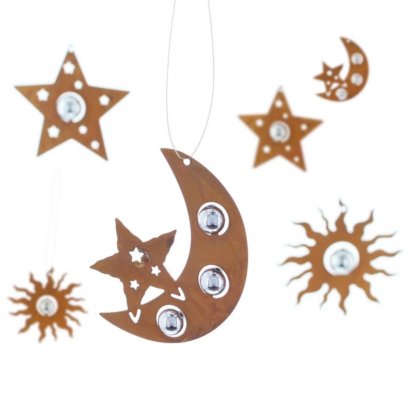 FRANK FLECHTWAREN | Hänger Rostoptik, 6er Set, METALL, Höhe 8 cm, 9 cm
