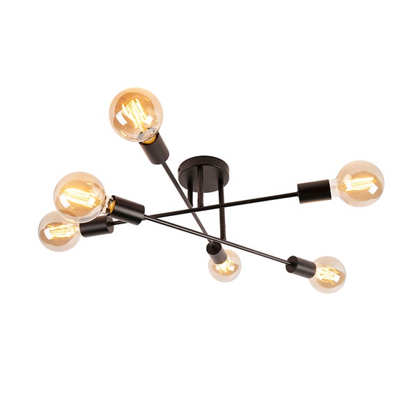Schwarze Deckenleuchte mit sechs Leuchten
