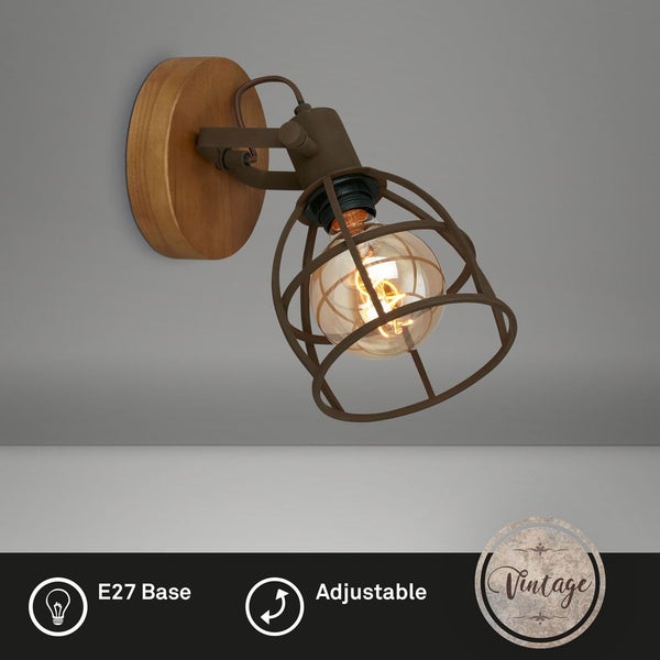 Wandspot Spotleuchte Retro schwenkbar 1xE27 Ø15cm max.25W Dunkelbraun Briloner