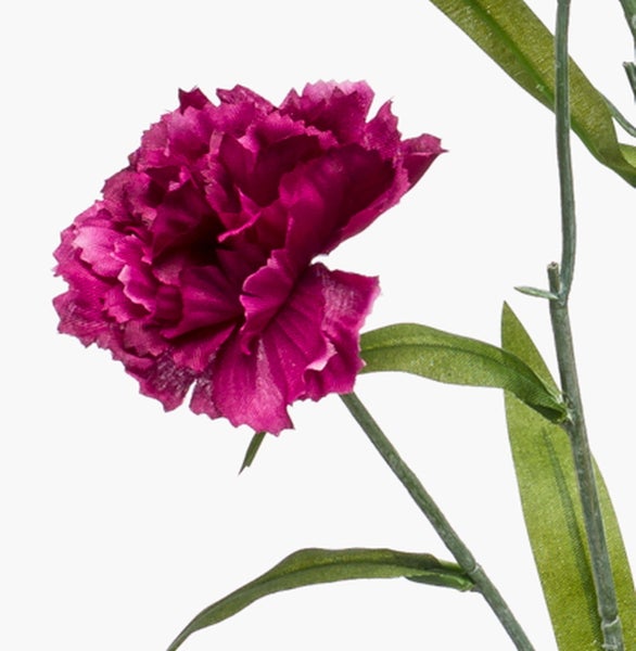 Künstliche Strohblume als dekorativer Zweig mit orangefarbenen Blüten und grünen Blättern.