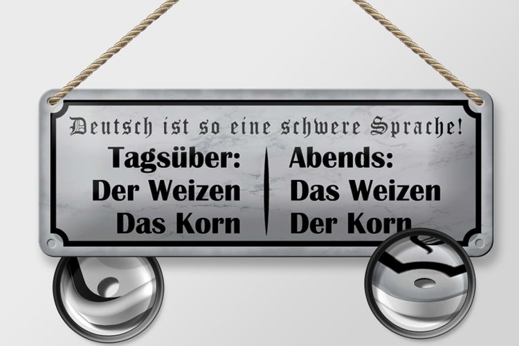 Blechschild Spruch 27x10cm Tagsüber Abends Weizen der Korn Dekoration