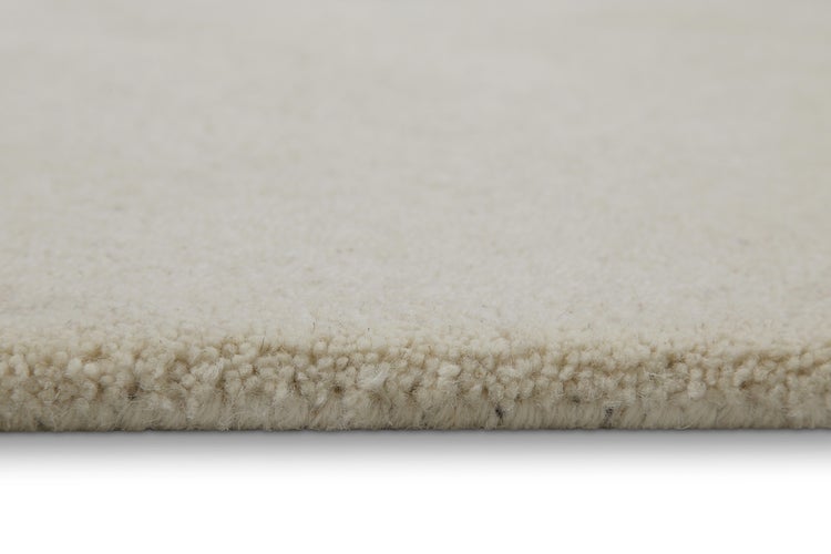 Detailaufnahme eines Teppichs mit dichtem Flor, die Materialstruktur und Kantenverarbeitung zeigt.