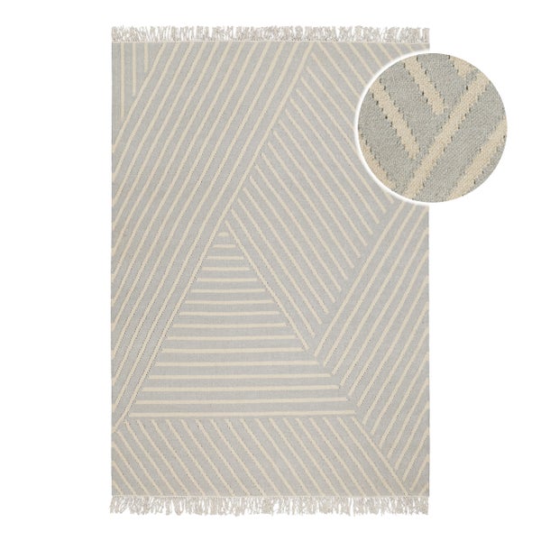 Kelim Teppich Pastell Grau Modern Pop WECONhome 80x150 cm