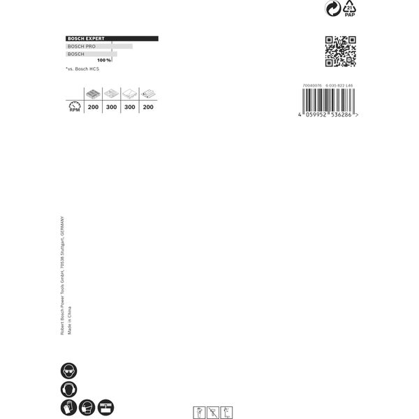 Bosch Expert, Bosch Pro und Bosch im Vergleich. Informationen zu Umdrehungen pro Minute und EAN-Code.