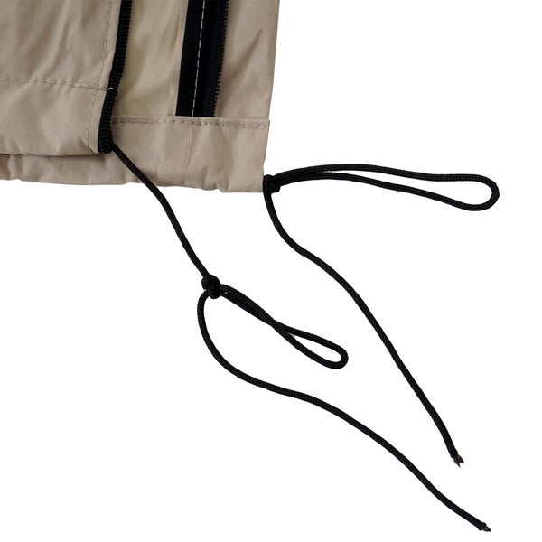 Detailansicht einer Schutzhülle mit Kordelzug zur Befestigung