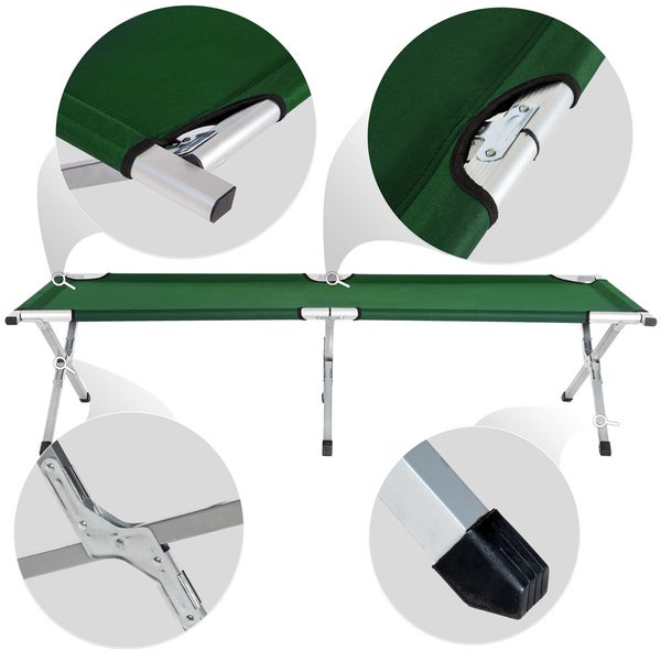 2er Set Feldbett tectake  190 x 70 x 45 cm mit Aluminiumgestell grün