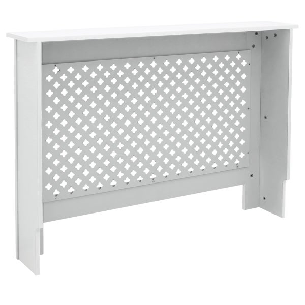 ECD Germany Heizkörperverkleidung mit Wabenmuster 112x19x82 cm Weiß aus MDF lackiert für Schlafzimmer Wohnzimmer Heizungsverkleidung Heizkörperabdeckung Heizungsabdeckung Heizung Heizkörper Abdeckung