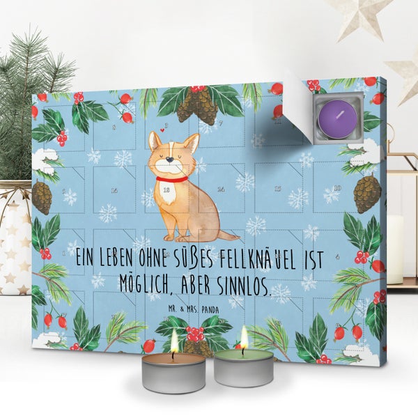 Mr. & Mrs. Panda Duftkerzen Adventskalender Hund Glück - Blau Pastell