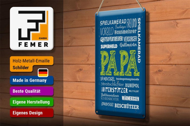 Blechschild Spruch 20x30cm Papa Superheld Vorbild Beschützer