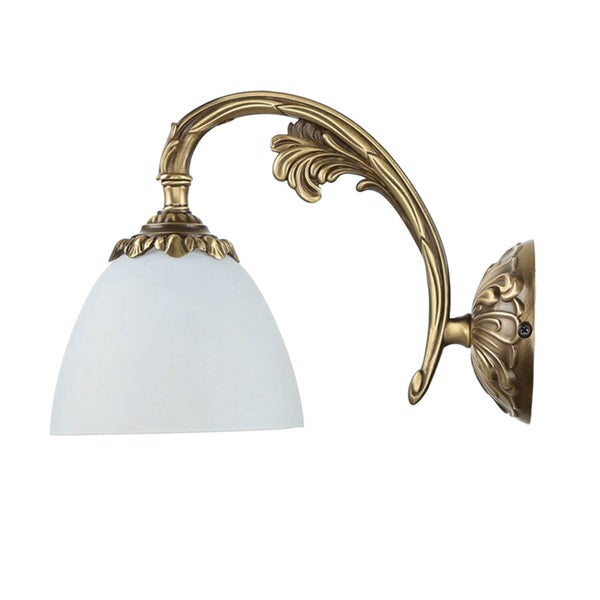 Wandleuchte mit weißem Lampenschirm und floralem Design