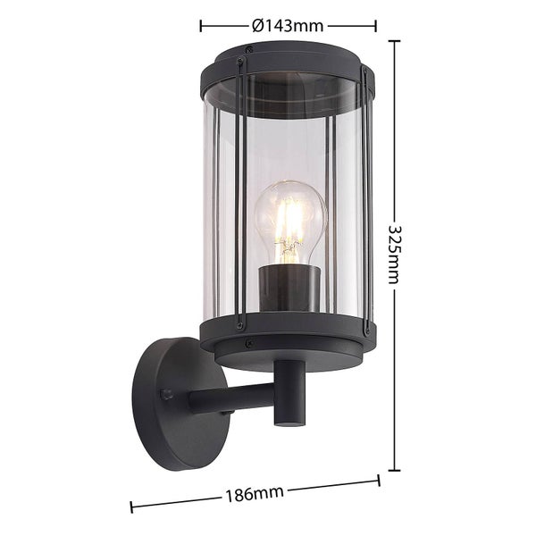 Lindby Wandleuchte außen (Laterne) Ojali (spritzwassergeschützt (Modern) in Schwarz aus Aluminium (1 flammig, E27) - Außenwandleuchten Wandlampe Led Außenlampe Outdoor für