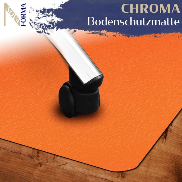 Chroma Bodenschutzmatte unter einem Bürostuhl auf Holzboden