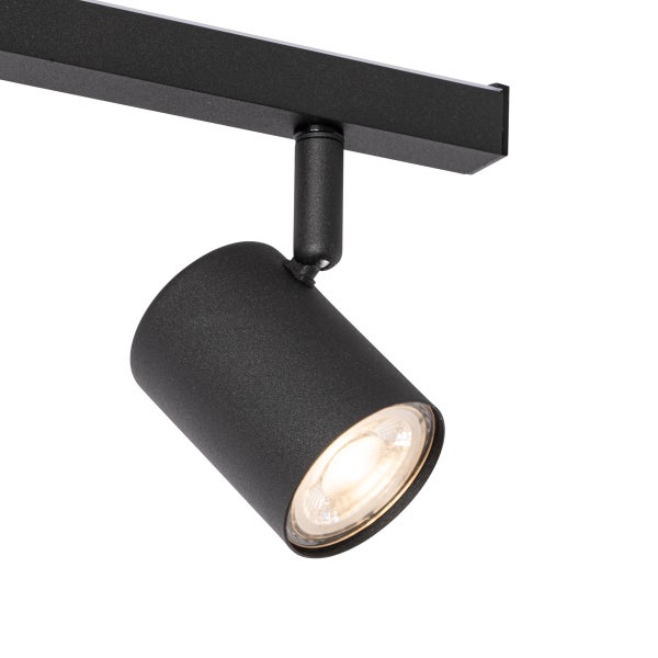 Schwarzer LED-Strahler an einer Schiene