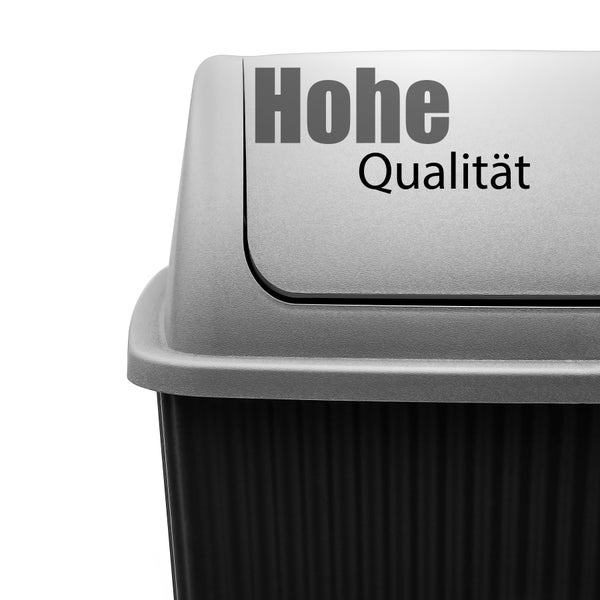 BigDean Mülleimer mit Schwingdeckel 45 L Anthrazit – Abfalleimer für die Küche & Büro – Müllbehälter aus robustem & geruchsdichtem Kunststoff – Made in Europe