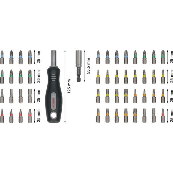 Bosch Schrauberbit-Set mit Halter und Bits unterschiedlicher Größen