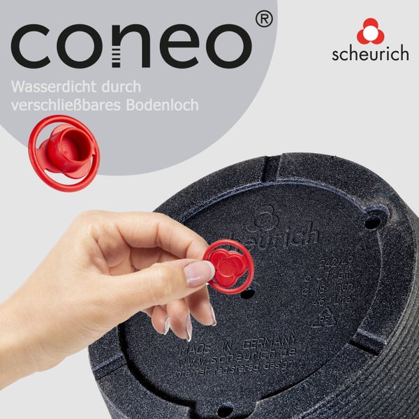 Scheurich Coneo 30, Pflanzgefäß/Blumentopf/Pflanzkübel, rund,  aus Kunststoff Farbe: Schwarz-Granit, 28,5 cm Durchmesser, 24,3 cm hoch, 10 l Vol.