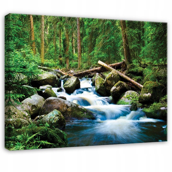 Leinwandbild Wald Fluss Natur PP14724O4 Wandbilder Wohnzimmer Schlafzimmer 60x40 cm