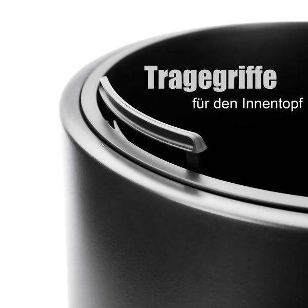 BigDean Blumentopf Design mit Einsatz rund ø 40 cm Schwarz – wetterfester Übertopf aus bruchsicherem Kunststoff – Pflanzkübel Made in Europe