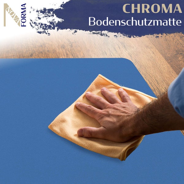 Bodenschutzmatte PE CHROMA - Blau - 90x120 cm - Hartboden - Bunte Schutzmatte als Unterlage für Bürostuhl