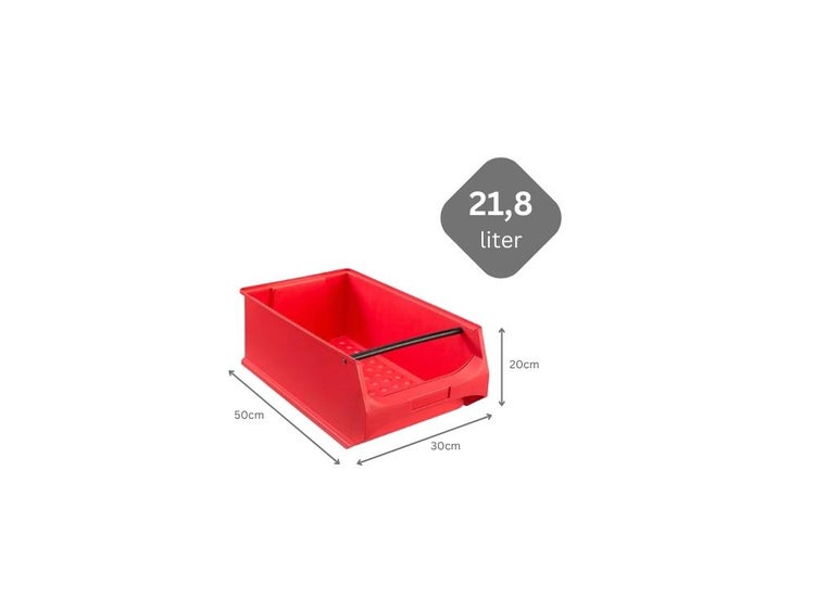 PROREGAL SparSet 5x Rote Sichtlagerbox 5.1 mit Griffstange HxBxT 20 x 30 x 50 cm 21,8 Liter Sichtlagerbehälter