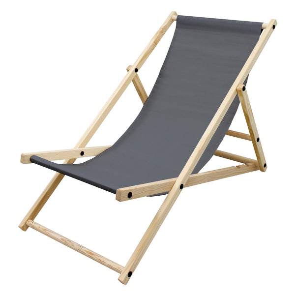 ECD Germany Liegestuhl klappbar aus Holz - 3 Liegepositionen - bis 120 kg - Anthrazit - Sonnenliege Gartenliege Relaxliege Strandliege Liege Strandstuhl Klappliegestuhl Holzklappstuhl Strandliegestuhl