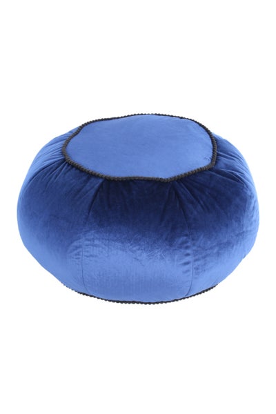 Pouf Hocker samtweich, orientalisches Design Blau Rund Ø 65 cm