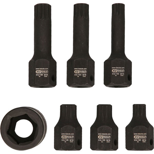 KS TOOLS 1/2 Spezial-Kraft-Bit-Stecknuss-Satz Vielzahn 7tlg. M14-M18 - 515.1160