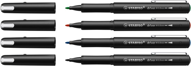 Mehrfarbiges Set Stabilo Dr!ver M 0.8 mm Stifte mit Kappen