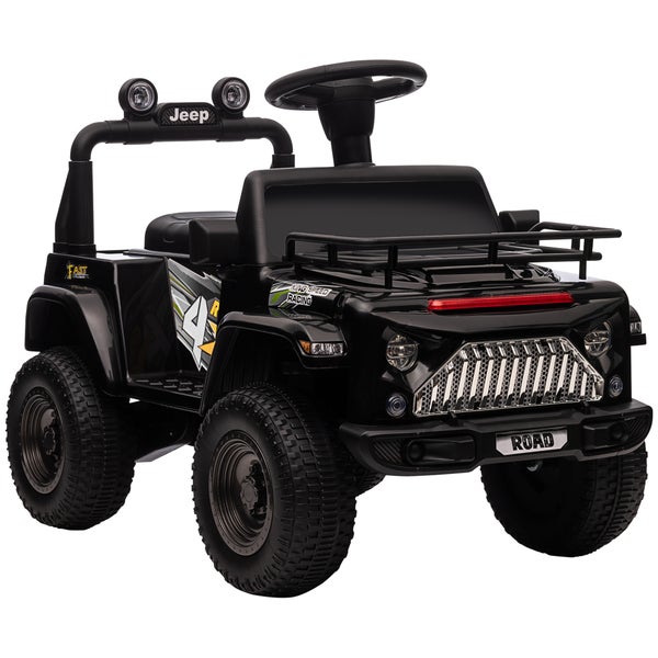 HOMCOM Kinder Elektroauto 12V Kinderauto mit 2,4 GHz Fernbedienung, 2 Motor, Kinderfahrzeug mit Sanftstart, Hupe, Scheinwerfer, Elektrofahrzeug 5 km/h, für 3-5 Jahre Kinder, Schwarz