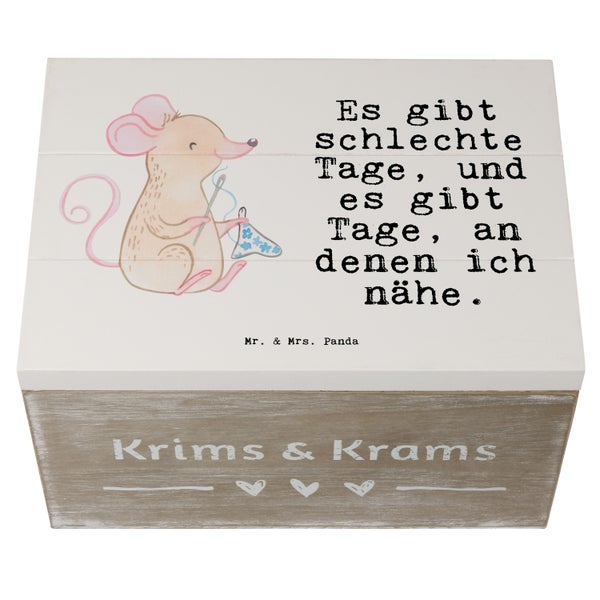 Mr. & Mrs. Panda 25 x 18 cm Holzkiste Maus Nähen - Weiß