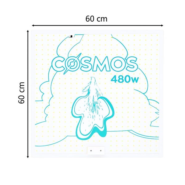 Quadratische LED Pflanzenlampe Cosmos 480 Watt mit den Maßen 60 mal 60 Zentimeter.