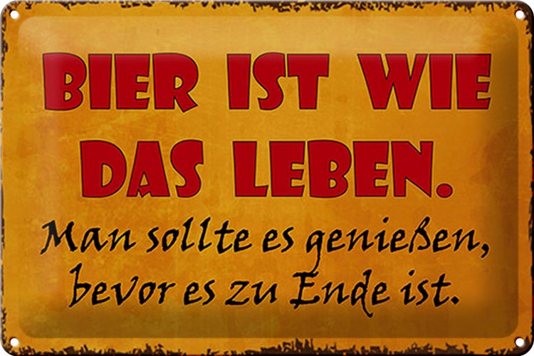 Blechschild Spruch 30x20cm Bier ist wie das Leben man soll