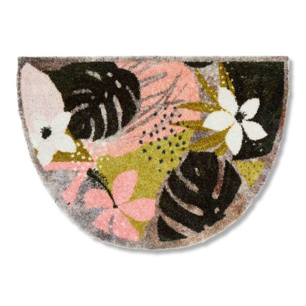 Halbrunde Fußmatte mit Blumenmuster