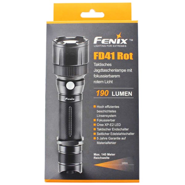 Rotlicht Fenix FD41 Rot Cree XP-E2 LED, fokussierbar mit einer roten LED für die Jagd etc. (keine weiße LED)