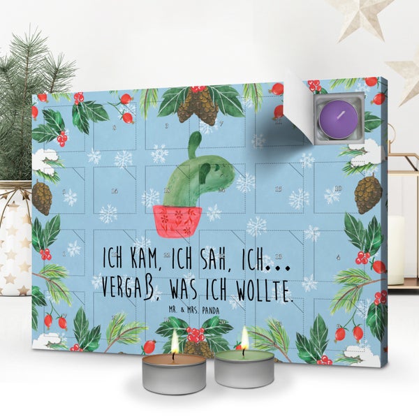 Mr. & Mrs. Panda Duftkerzen Adventskalender Kaktus Mama - Blau Pastell