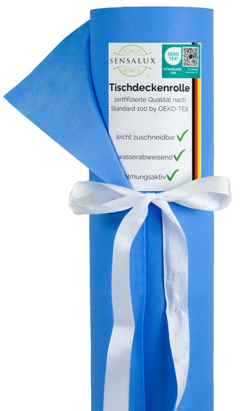 Sensalux Tischdeckenrolle 25m lang aus stoffähnlichem Vlies, Farbe + Breite wählbar 1,18 m x 10 m Hellblau