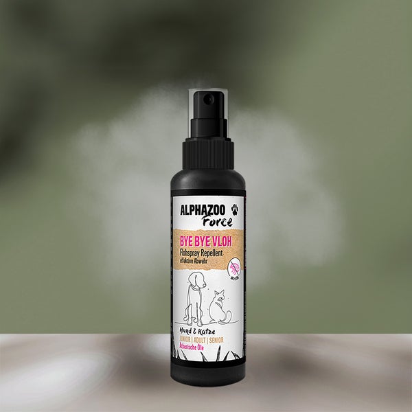 ALPHAZOO ByeByeVloh Flohmittel 100ml für Hunde und Katzen I Starkes Anti Flohspray