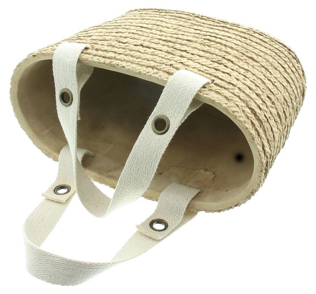 Dekoleidenschaft Pflanzer Strandtasche oval, aus Zement in beige, Blumentopf, Übertopf, Pflanztopf, Pflanzgefäß