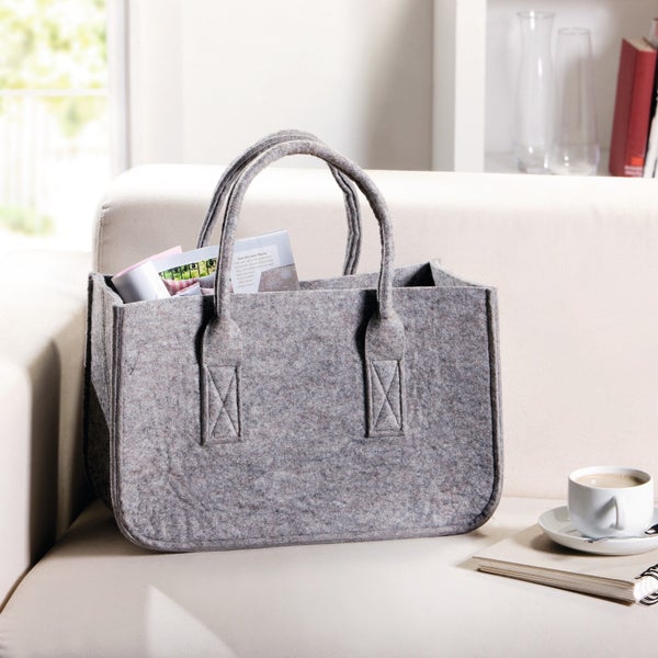 FRANK FLECHTWAREN | Tasche Grey, FILZ AUS PET, ca. 40 x 22 x 24 cm, GH 40 cm