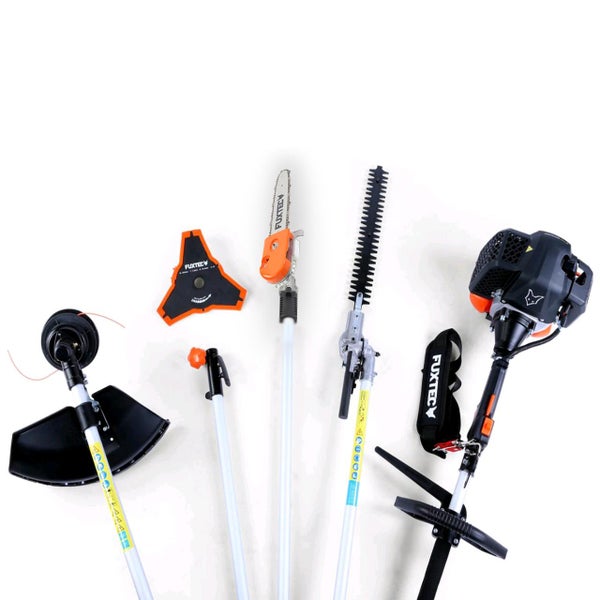 FUXTEC 5in1 Benzin Multigartengerär FX-MT252ER - 52ccm | 40cm | | inkl. Tragegurt | Freischneider 9-Zahn | 3PS | Hochentaster | 2-Takt | Heckenschere